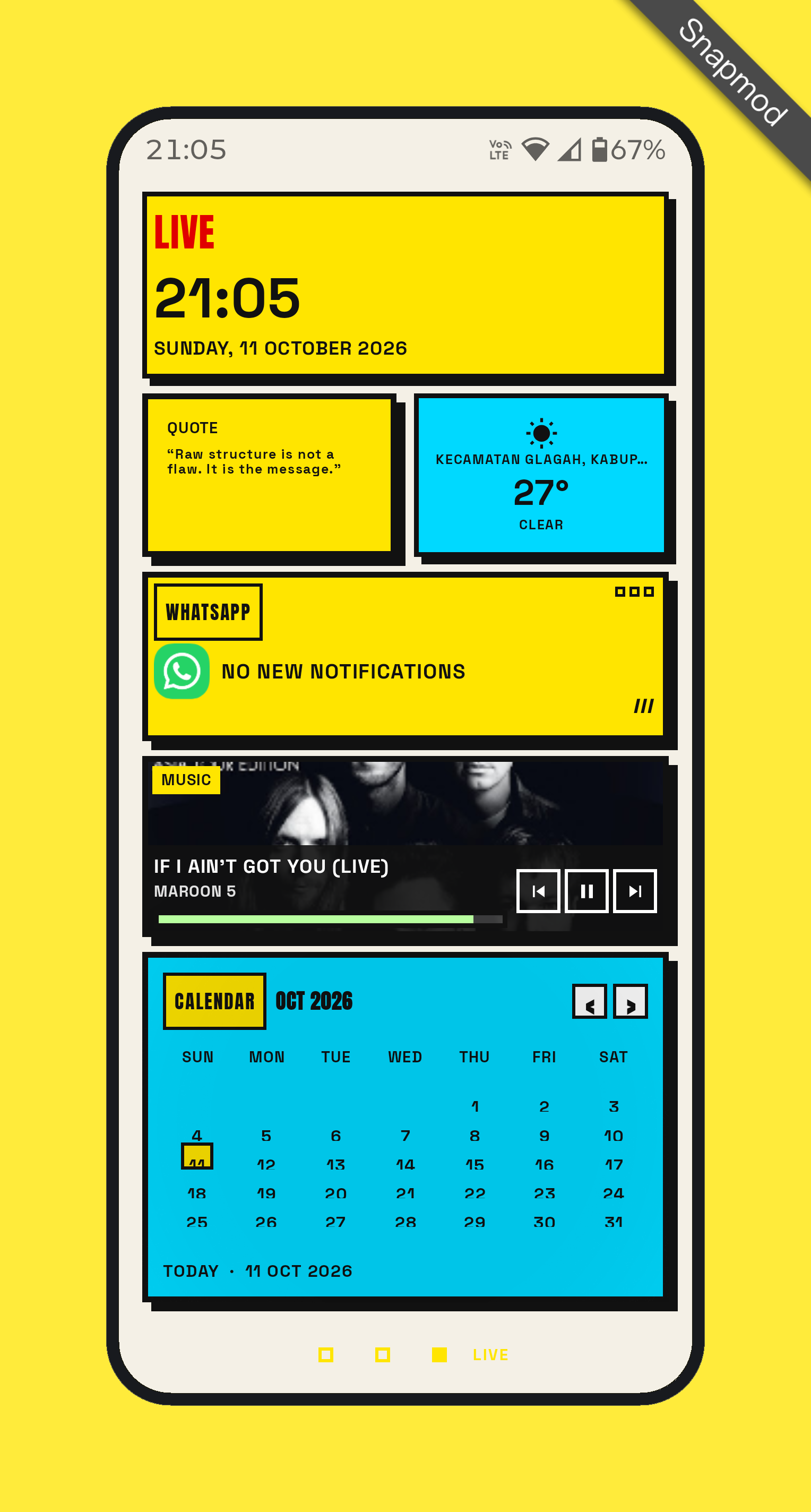 NB Launcher live information screen